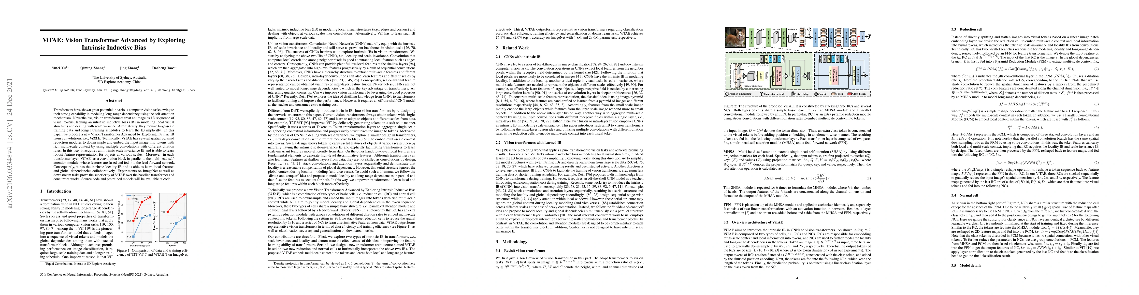 Thumbnail for ViTAE: Vision Transformer Advanced by Exploring Intrinsic Inductive Bias