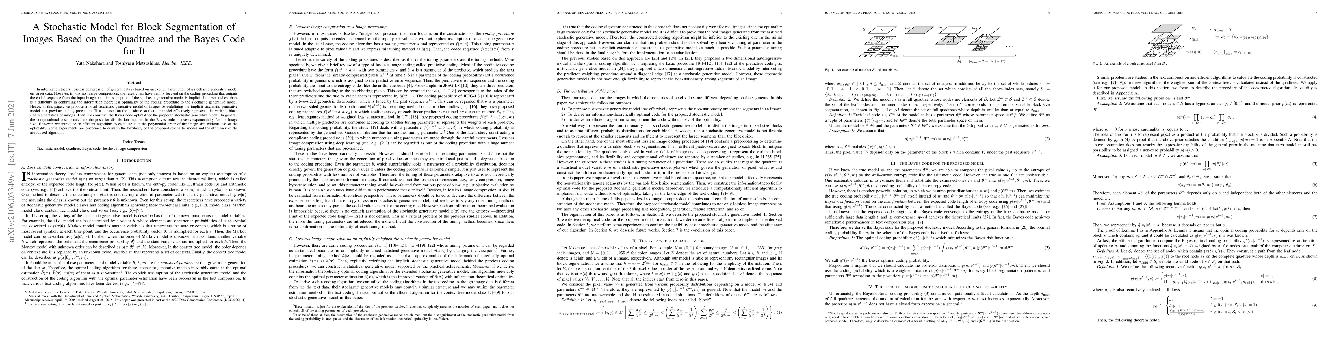 Thumbnail for A Stochastic Model for Block Segmentation of Images Based on the
  Quadtree and the Bayes Code for It