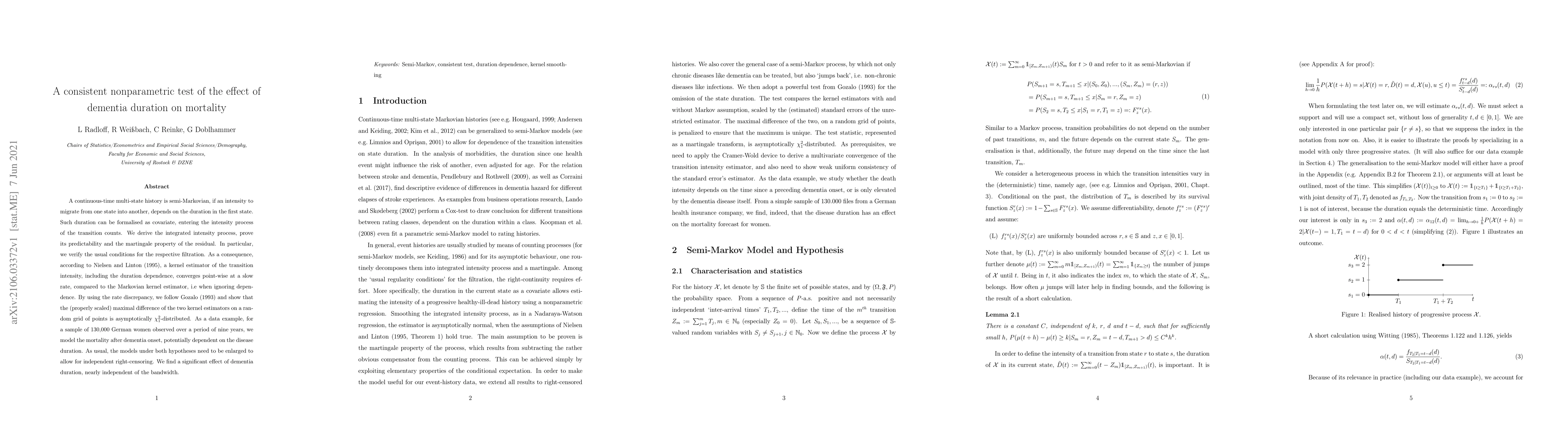 Thumbnail for A consistent nonparametric test of the effect of dementia duration on
  mortality