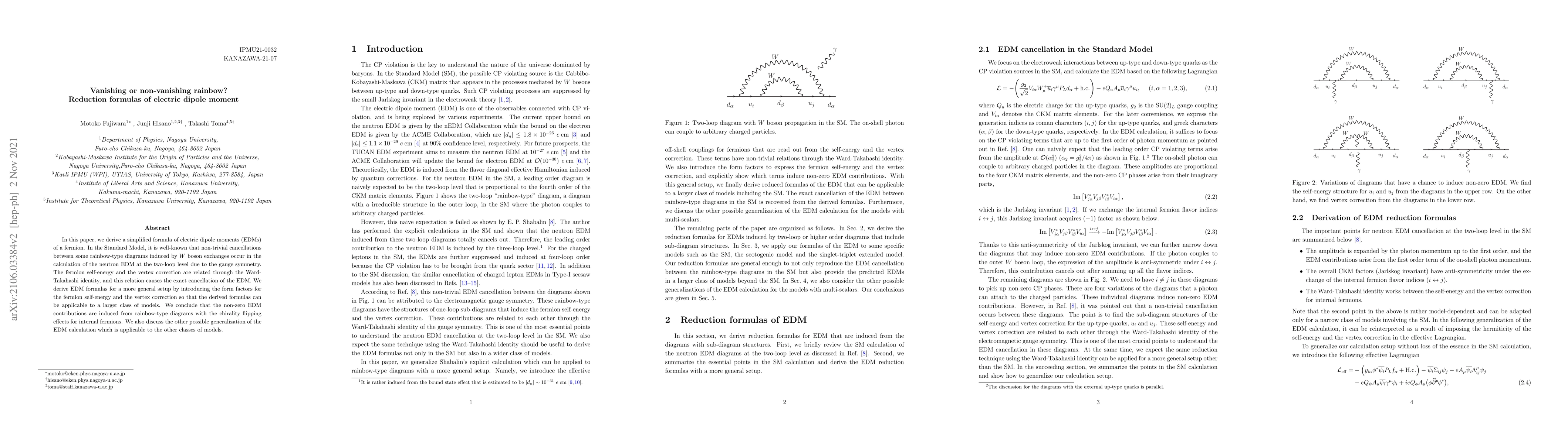 Thumbnail for Vanishing or non-vanishing rainbow? Reduction formulas of electric
  dipole moment