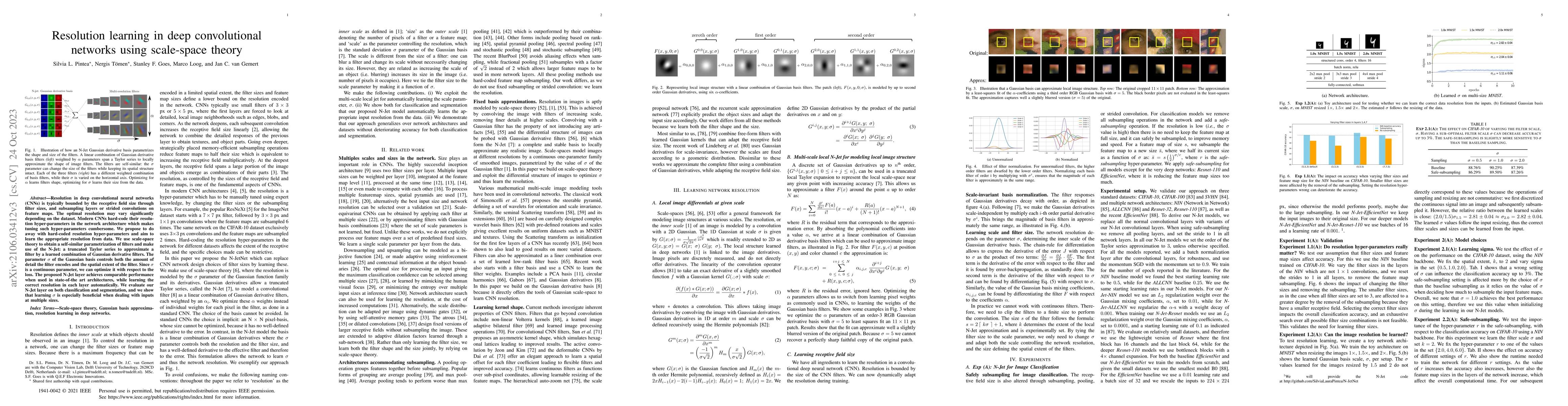 Thumbnail for Resolution learning in deep convolutional networks using scale-space
  theory