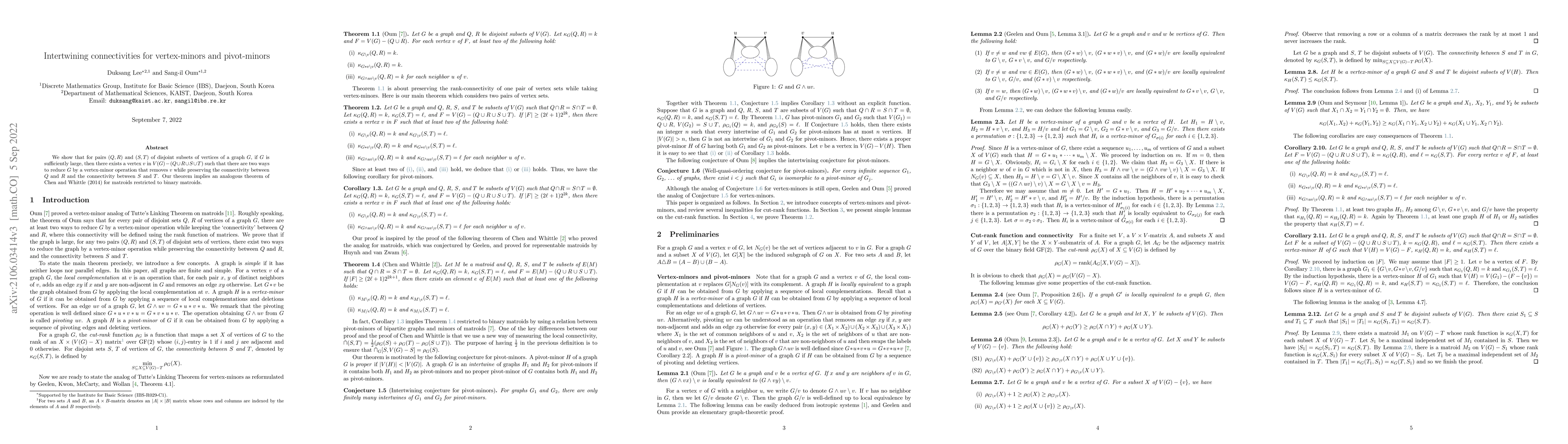 Thumbnail for Intertwining connectivities for vertex-minors and pivot-minors