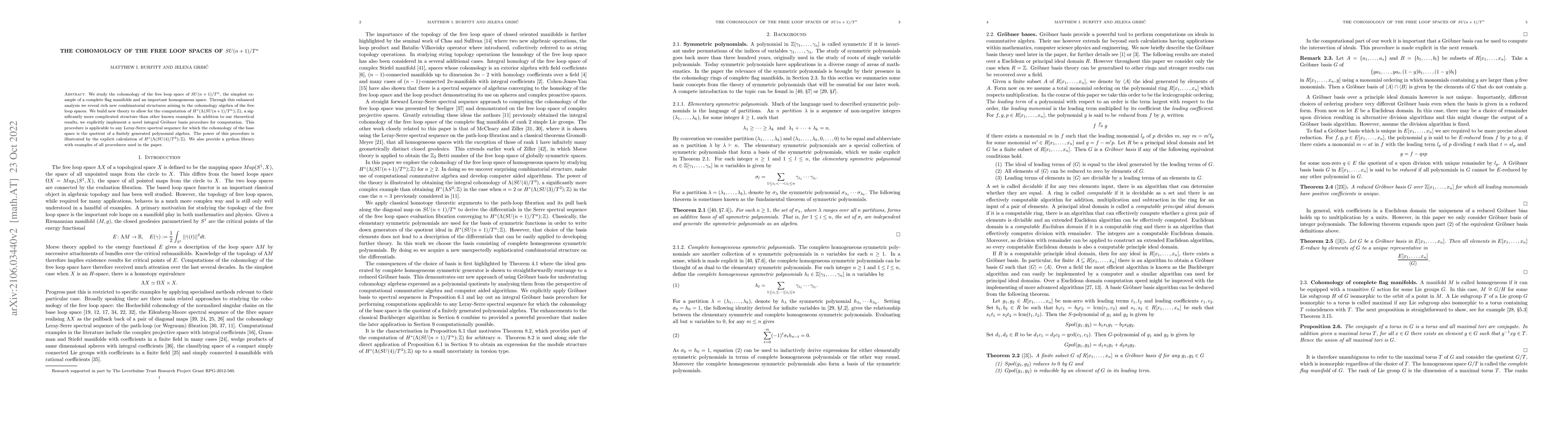 Thumbnail for The cohomology of the free loop spaces of $SU(n+1)/T^n$