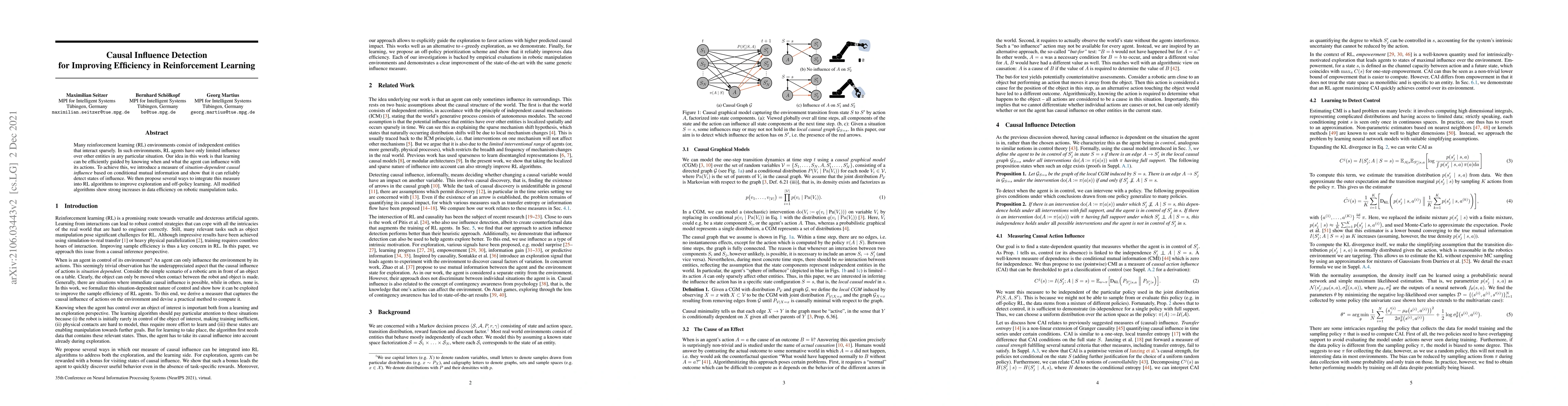 Thumbnail for Causal Influence Detection for Improving Efficiency in Reinforcement
  Learning