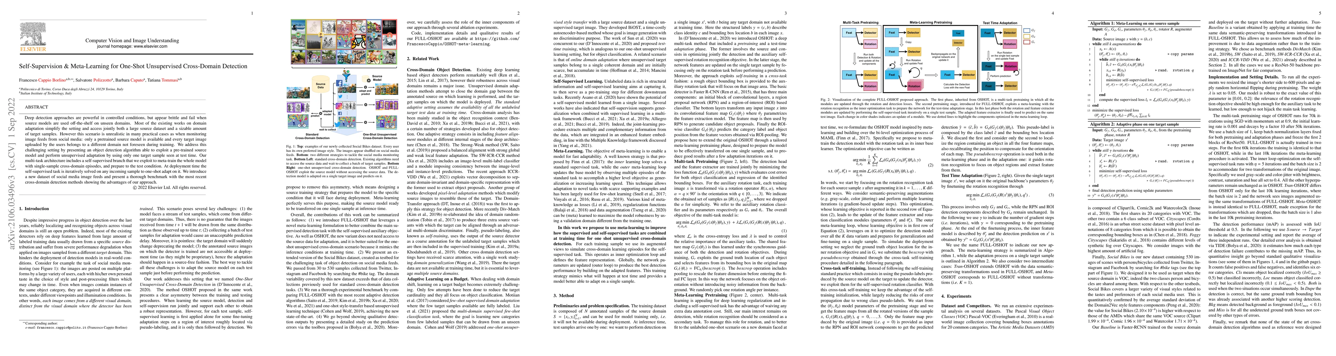 Thumbnail for Self-Supervision & Meta-Learning for One-Shot Unsupervised Cross-Domain
  Detection
