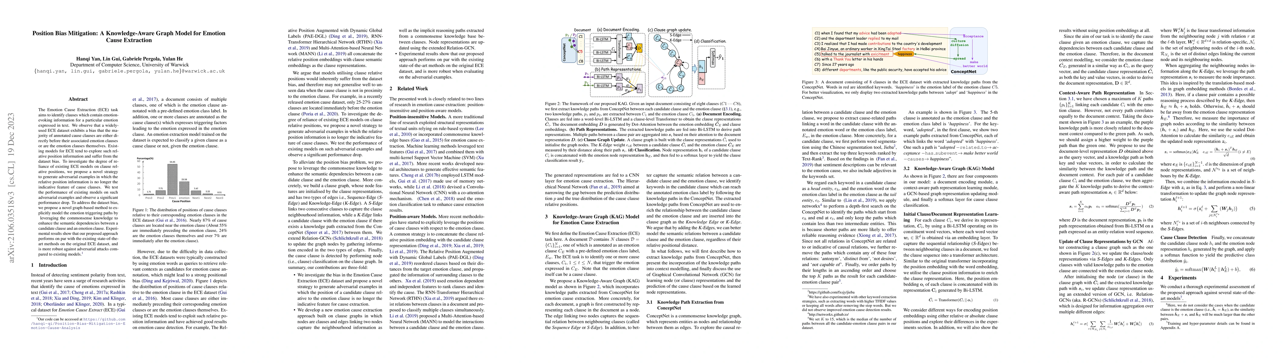 Thumbnail for Position Bias Mitigation: A Knowledge-Aware Graph Model for Emotion
  Cause Extraction