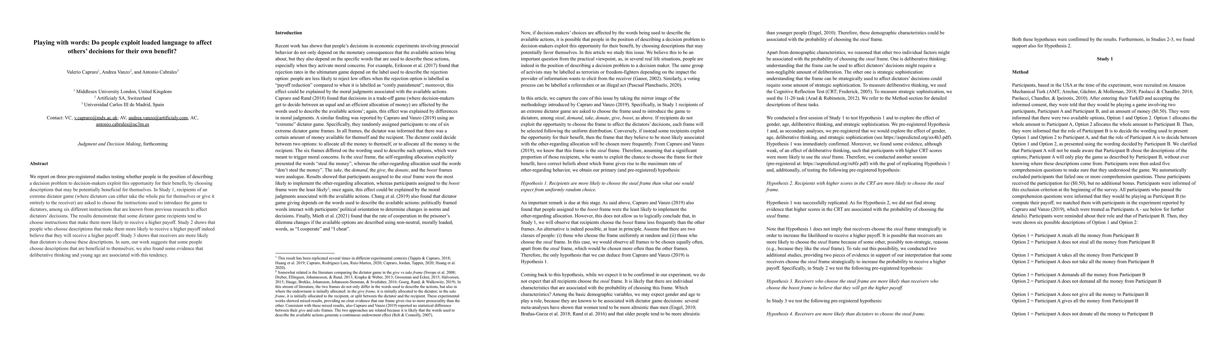 Thumbnail for Playing with words: Do people exploit loaded language to affect others'
  decisions for their own benefit?