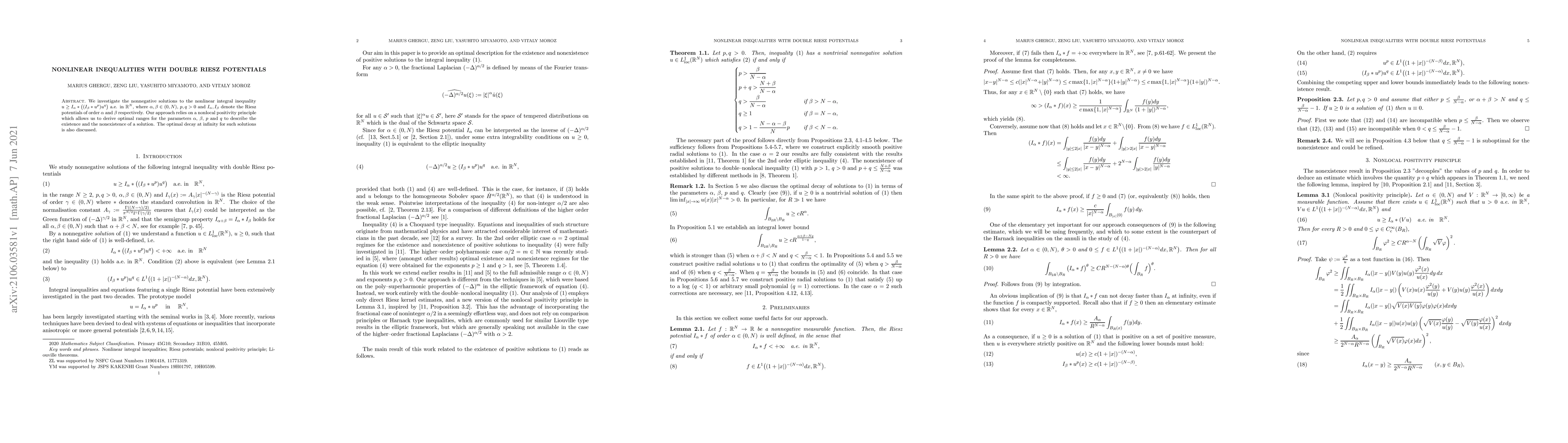 Thumbnail for Nonlinear Inequalities with Double Riesz Potentials