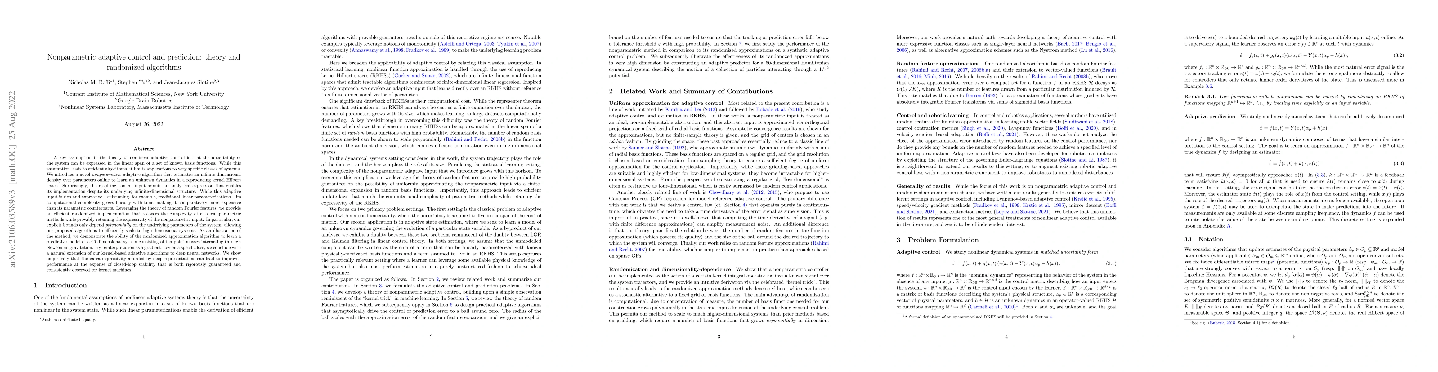 Thumbnail for Nonparametric adaptive control and prediction: theory and randomized
  algorithms
