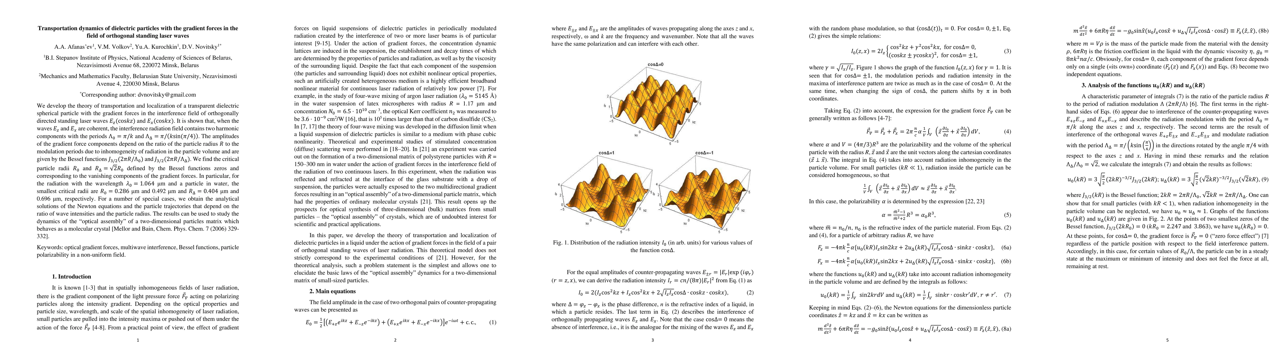 Thumbnail for Transportation dynamics of dielectric particles with the gradient forces
  in the field of orthogonal standing laser waves