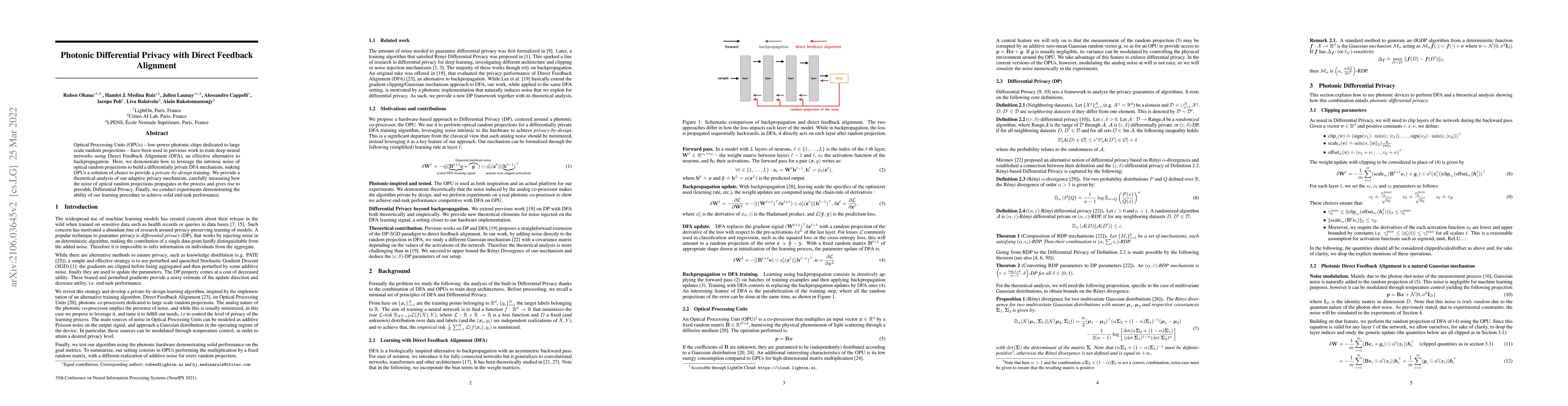 Thumbnail for Photonic Differential Privacy with Direct Feedback Alignment