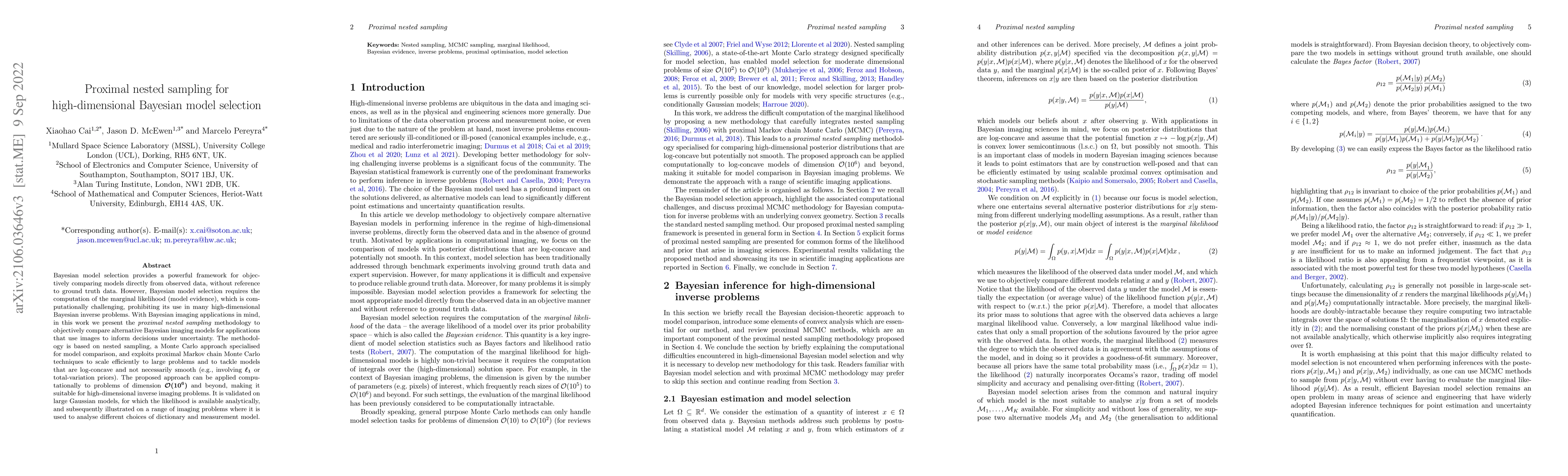 Thumbnail for Proximal nested sampling for high-dimensional Bayesian model selection