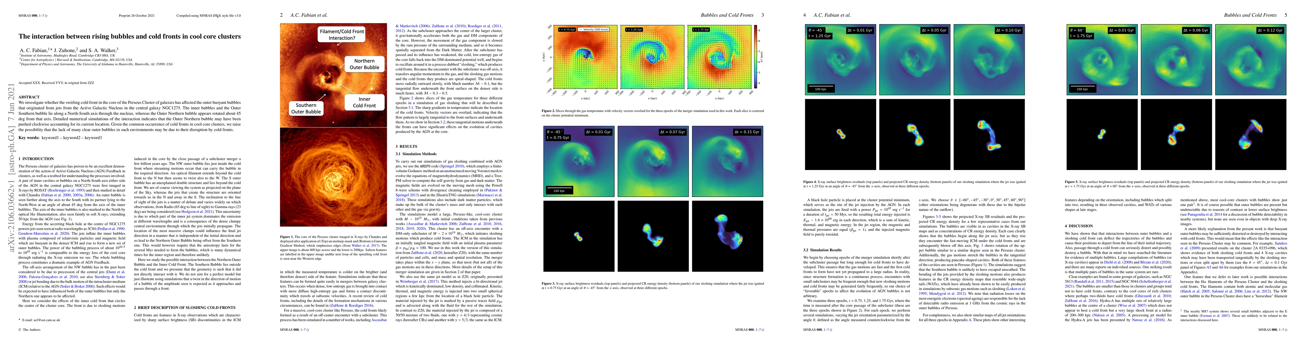 Thumbnail for The interaction between rising bubbles and cold fronts in cool core
  clusters