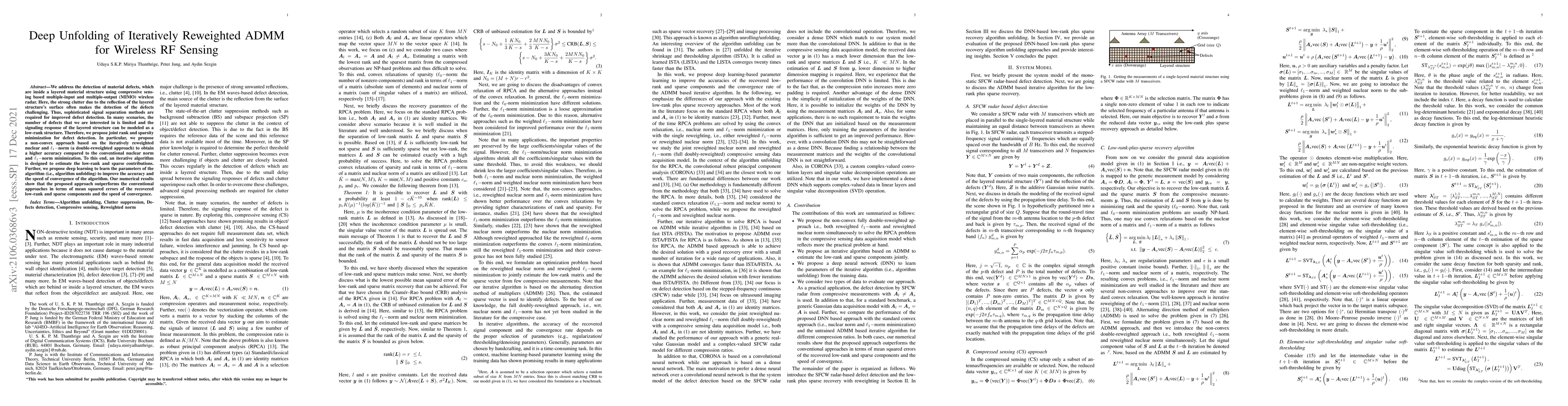 Thumbnail for Deep Unfolding of Iteratively Reweighted ADMM for Wireless RF Sensing