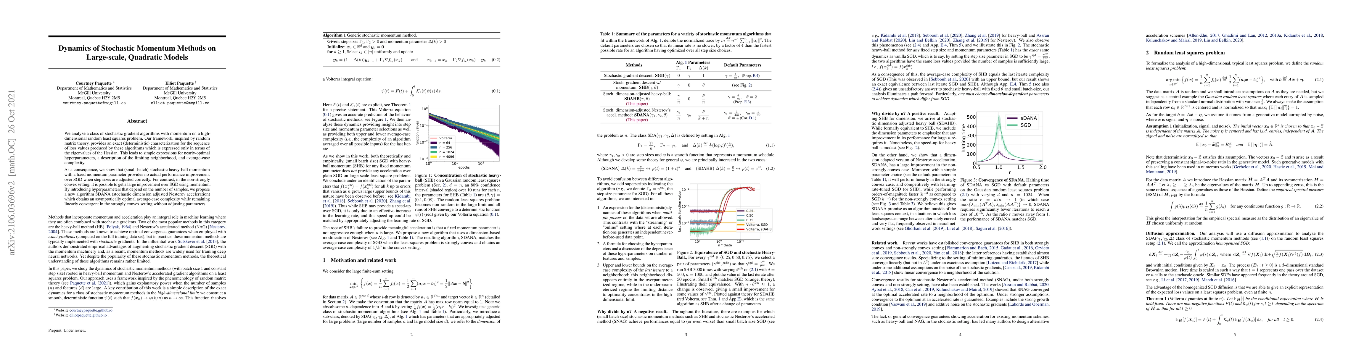 Thumbnail for Dynamics of Stochastic Momentum Methods on Large-scale, Quadratic Models
