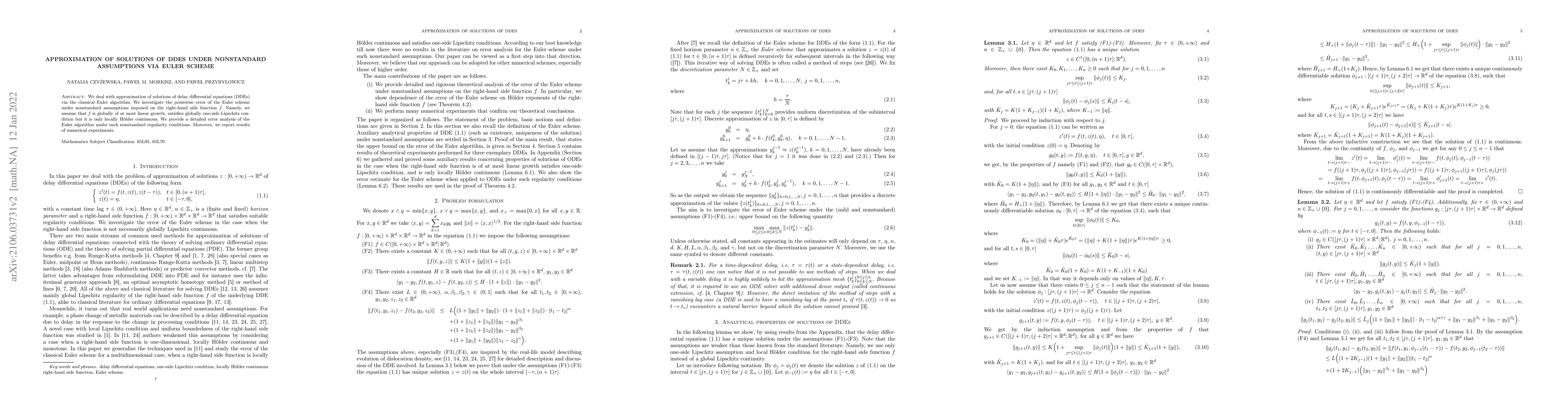 Thumbnail for Approximation of solutions of DDEs under nonstandard assumptions via
  Euler scheme