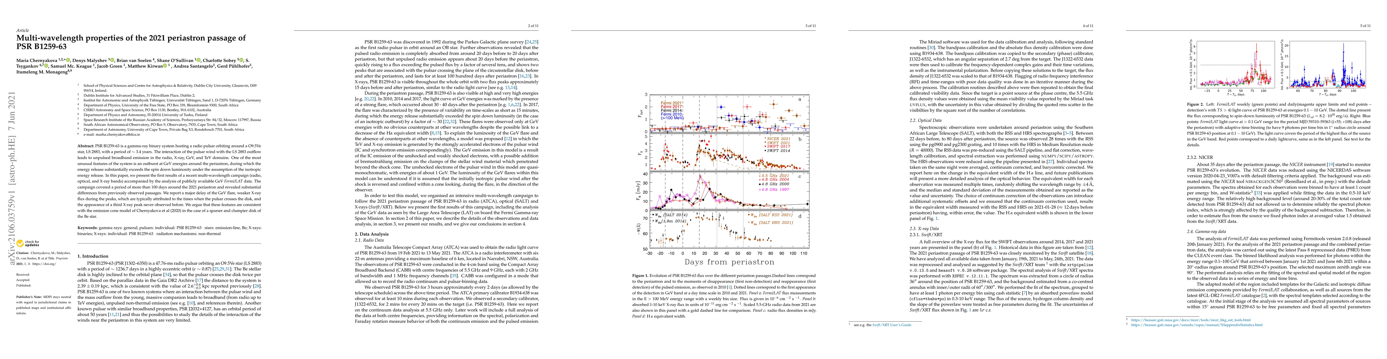 Thumbnail for Multi-wavelength properties of the 2021 periastron passage of PSR
  B1259-63