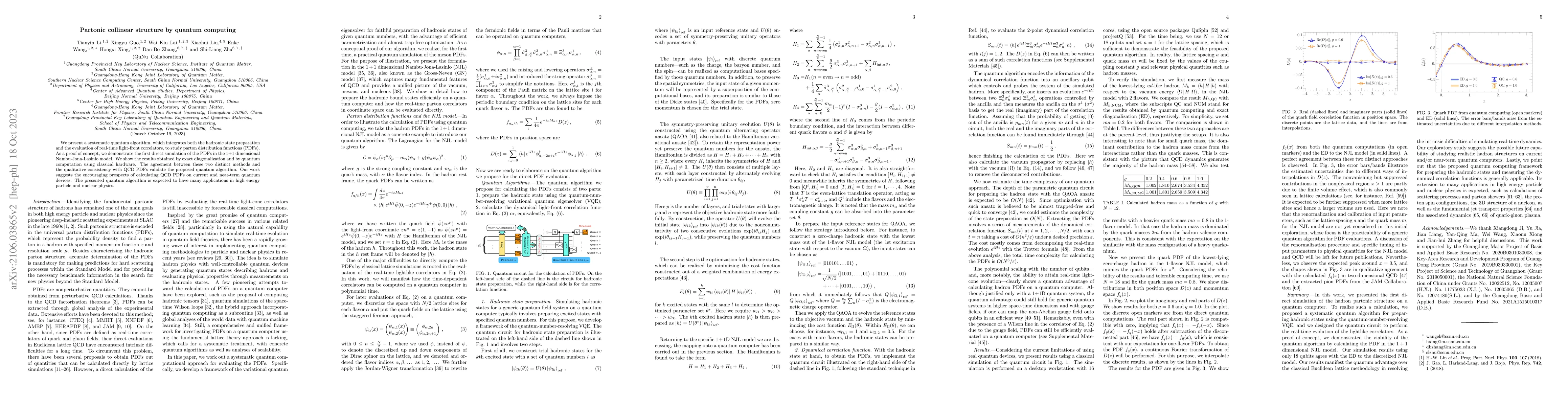 Thumbnail for Partonic collinear structure by quantum computing