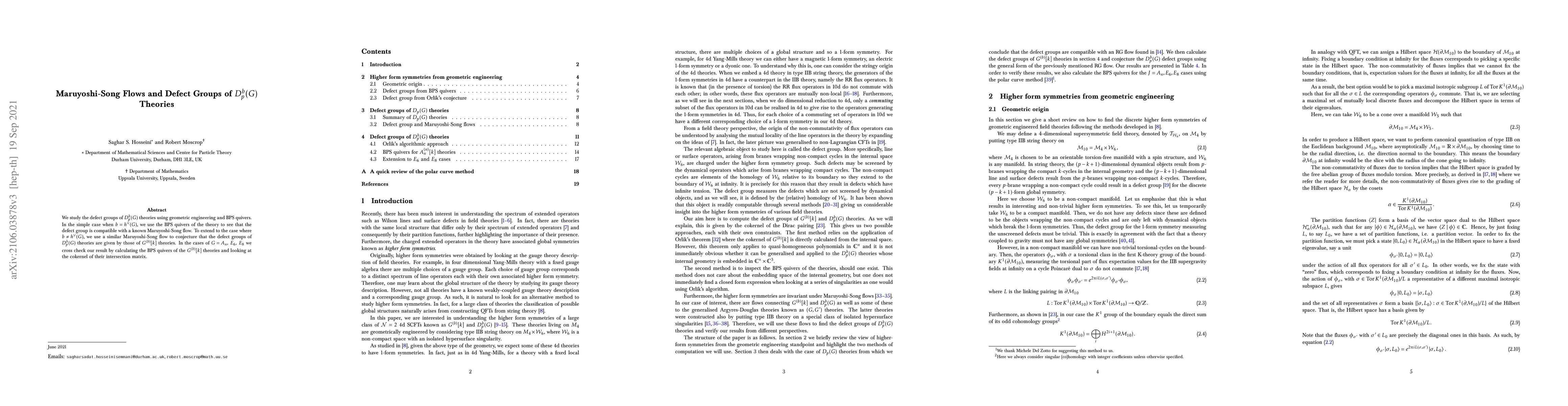 Thumbnail for Maruyoshi-Song Flows and Defect Groups of $D_p^b(G)$ Theories