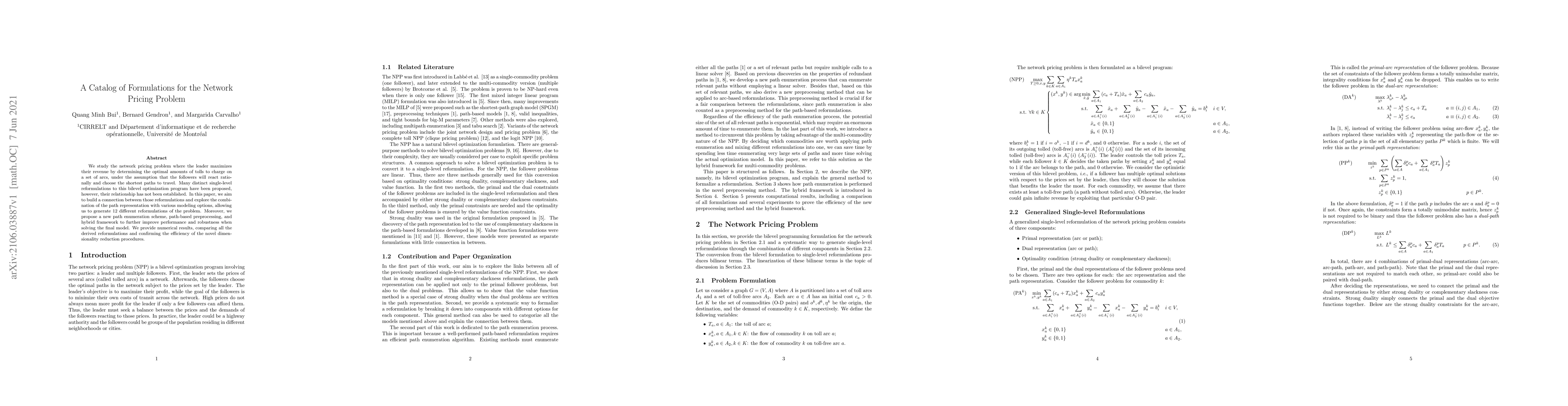 Thumbnail for A Catalog of Formulations for the Network Pricing Problem