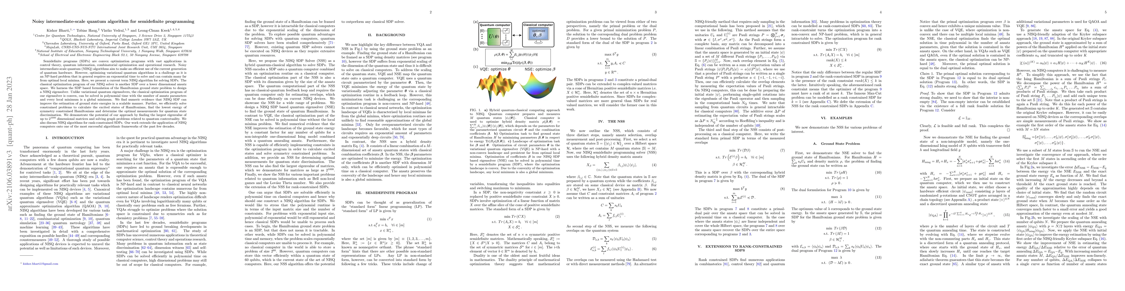 Thumbnail for Noisy intermediate-scale quantum algorithm for semidefinite programming