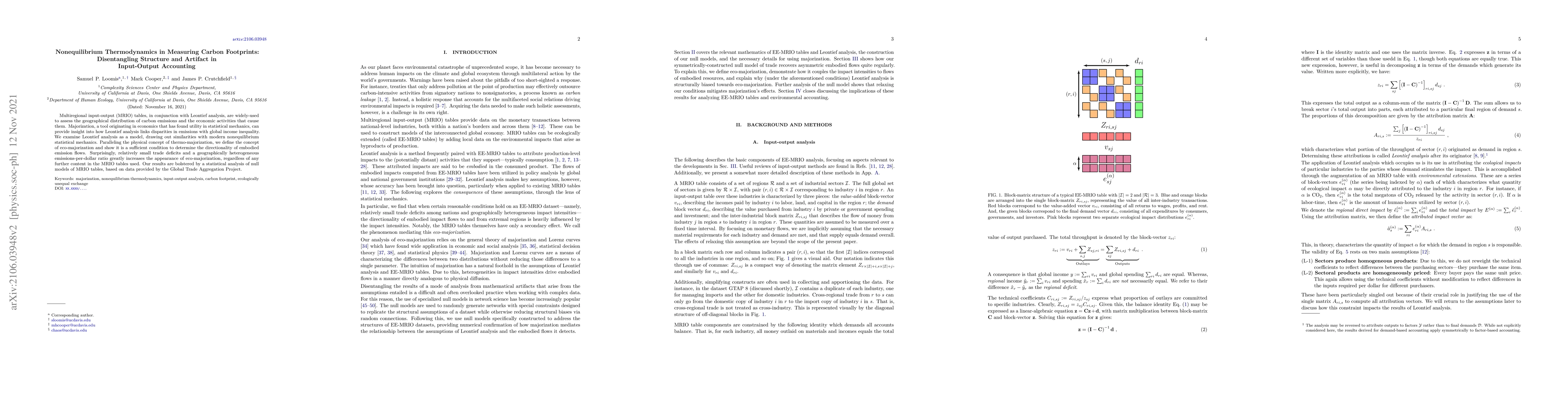 Thumbnail for Nonequilibrium Thermodynamics in Measuring Carbon Footprints:
  Disentangling Structure and Artifact in Input-Output Accounting