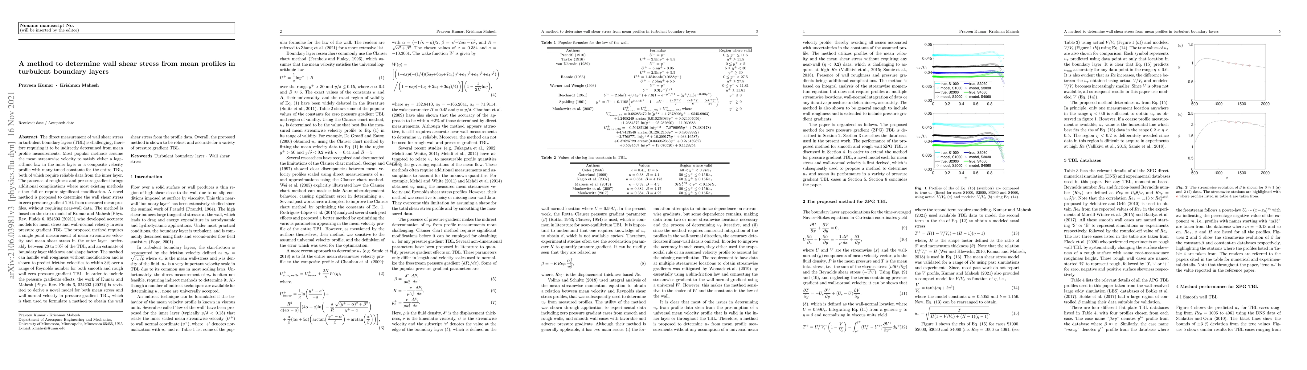 Thumbnail for A method to determine wall shear stress from mean profiles in turbulent
  boundary layers