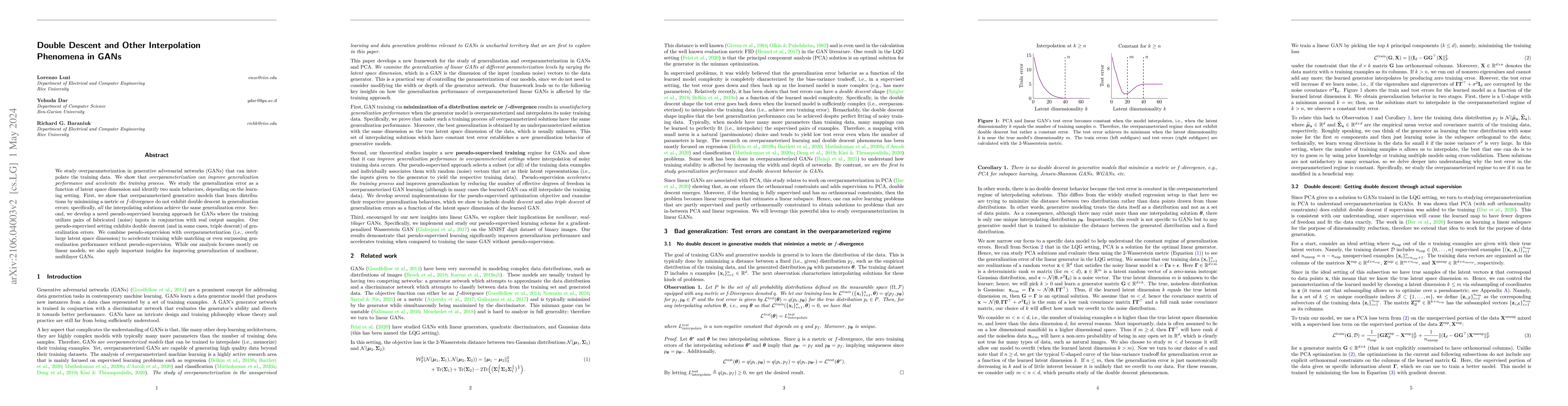 Thumbnail for Double Descent and Other Interpolation Phenomena in GANs