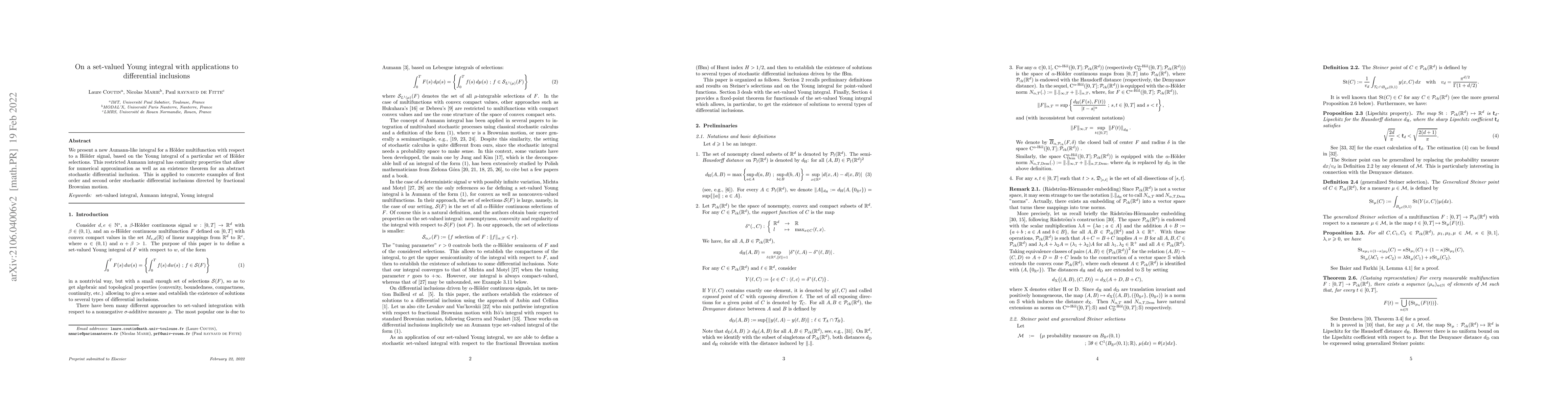 Thumbnail for On a Set-Valued Young Integral with Applications to Differential
  Inclusions