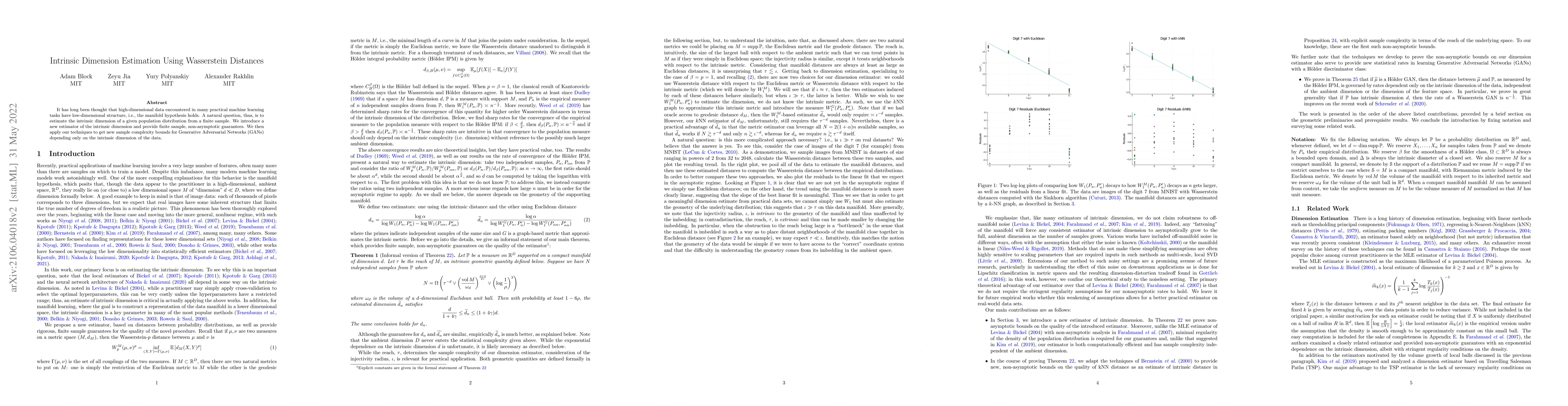 Thumbnail for Intrinsic Dimension Estimation Using Wasserstein Distances