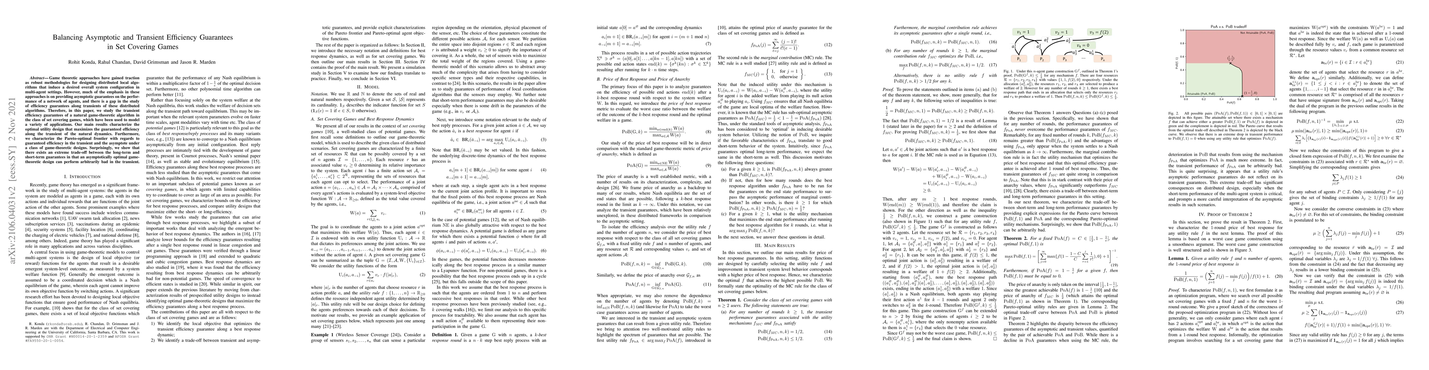 Thumbnail for Balancing Asymptotic and Transient Efficiency Guarantees in Set Covering
  Games