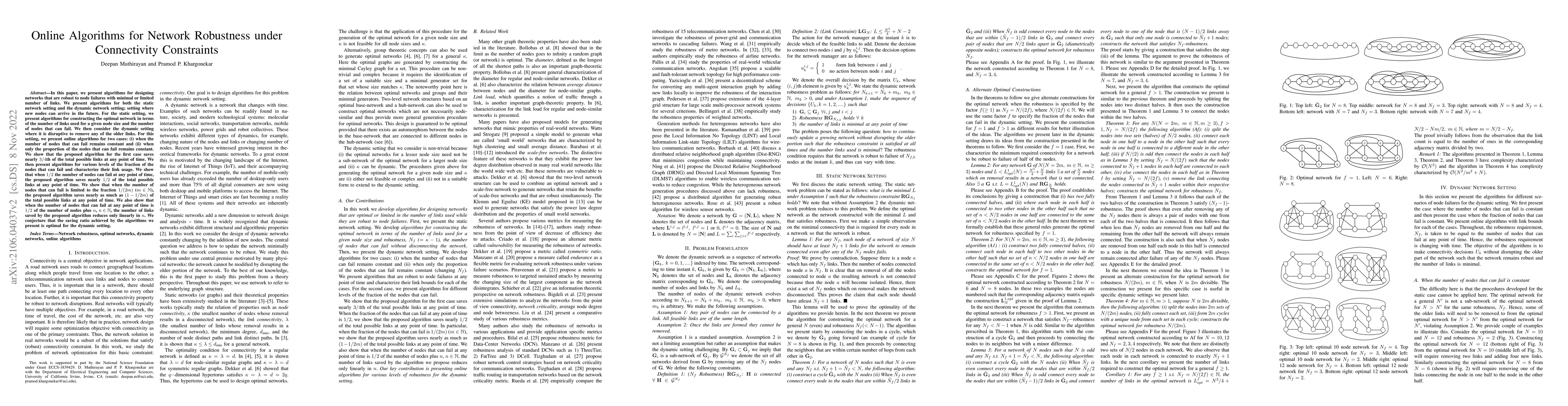 Thumbnail for Online Algorithms for Network Robustness under Connectivity Constraints