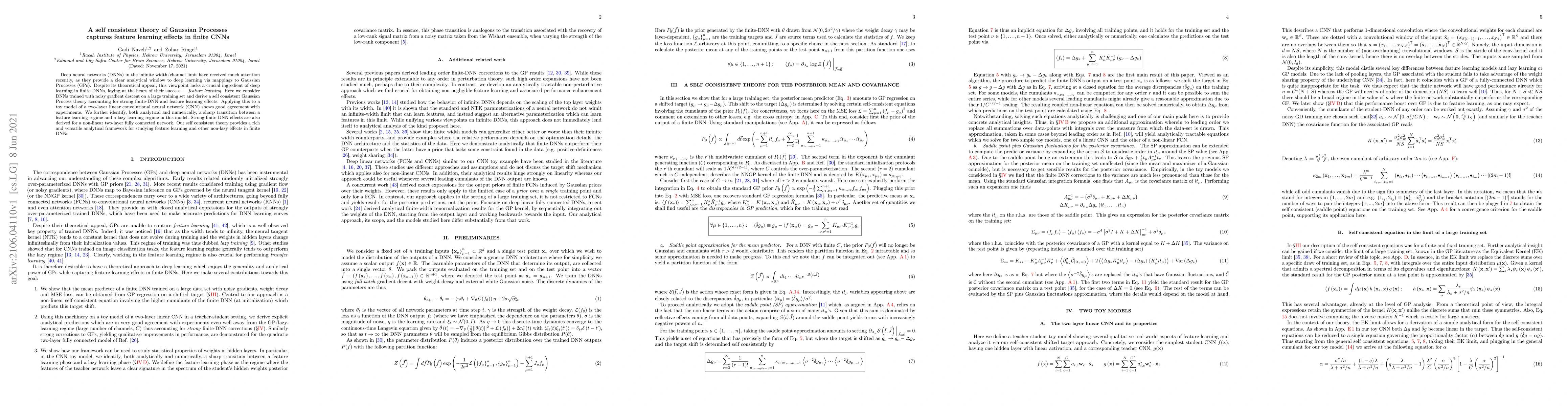 Thumbnail for A self consistent theory of Gaussian Processes captures feature learning
  effects in finite CNNs