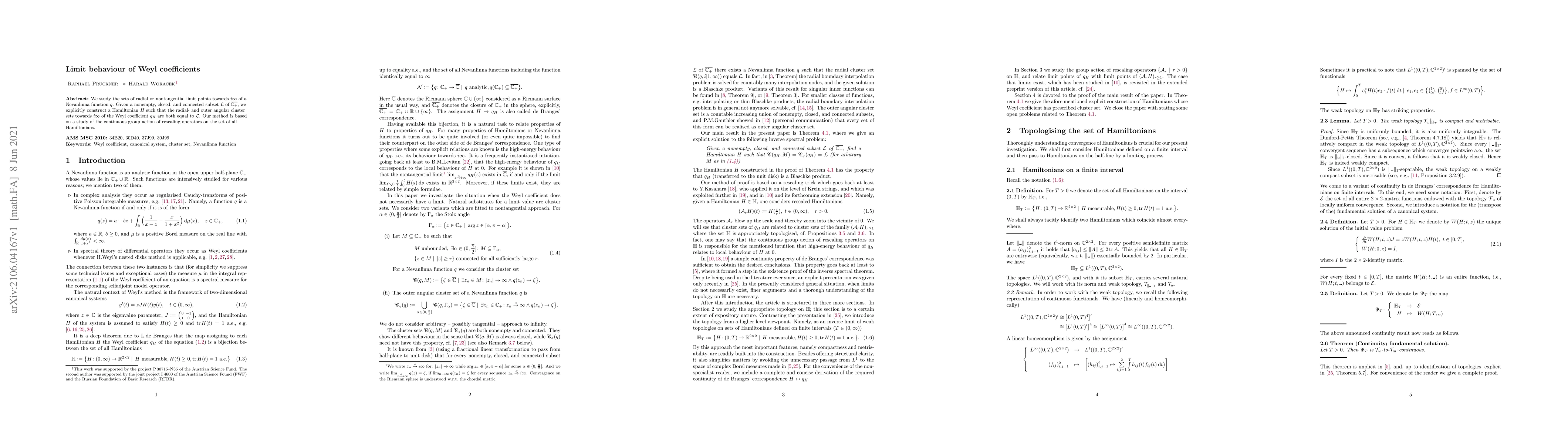 Thumbnail for Limit behaviour of Weyl coefficients
