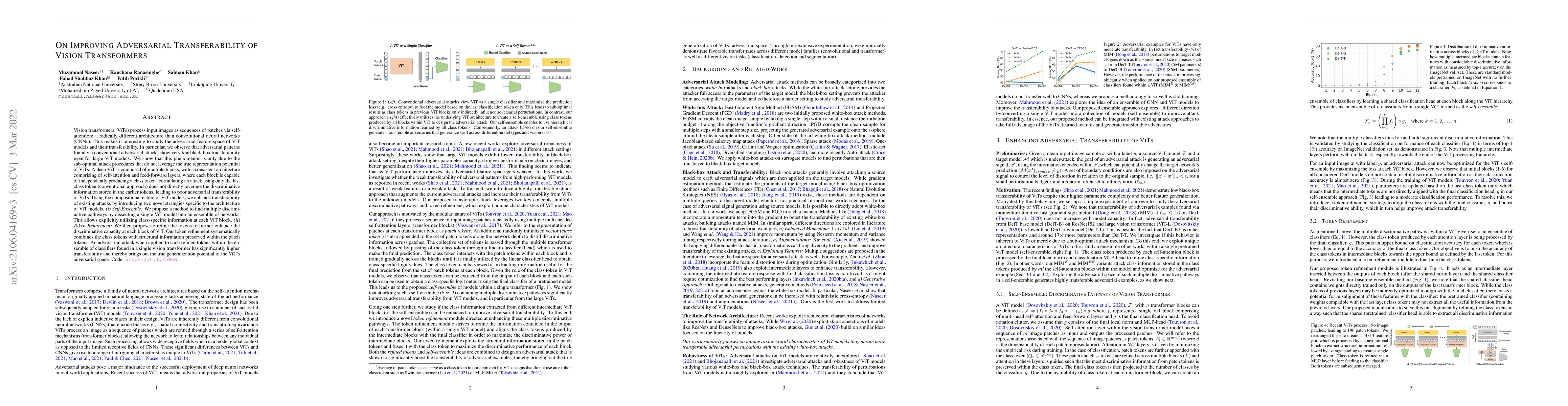 Thumbnail for On Improving Adversarial Transferability of Vision Transformers