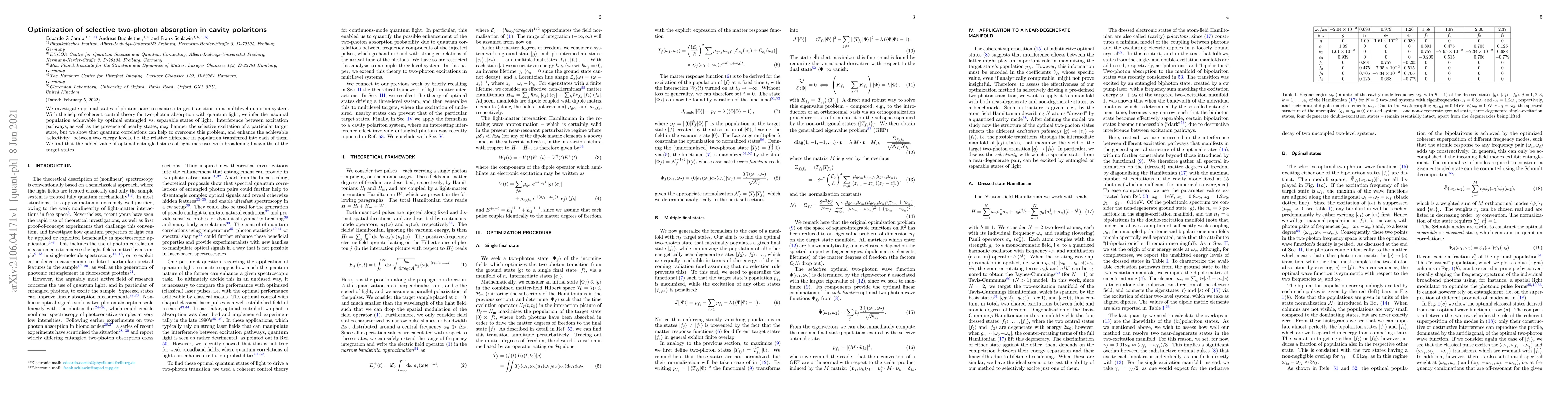 Thumbnail for Optimization of selective two-photon absorption in cavity polaritons