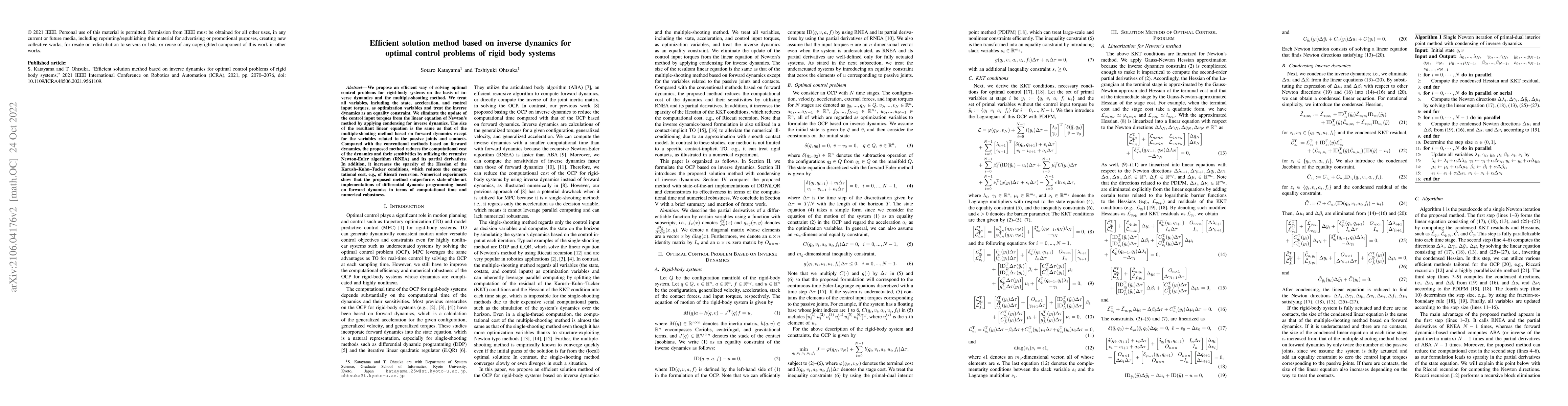 Thumbnail for Efficient solution method based on inverse dynamics for optimal control
  problems of rigid body systems