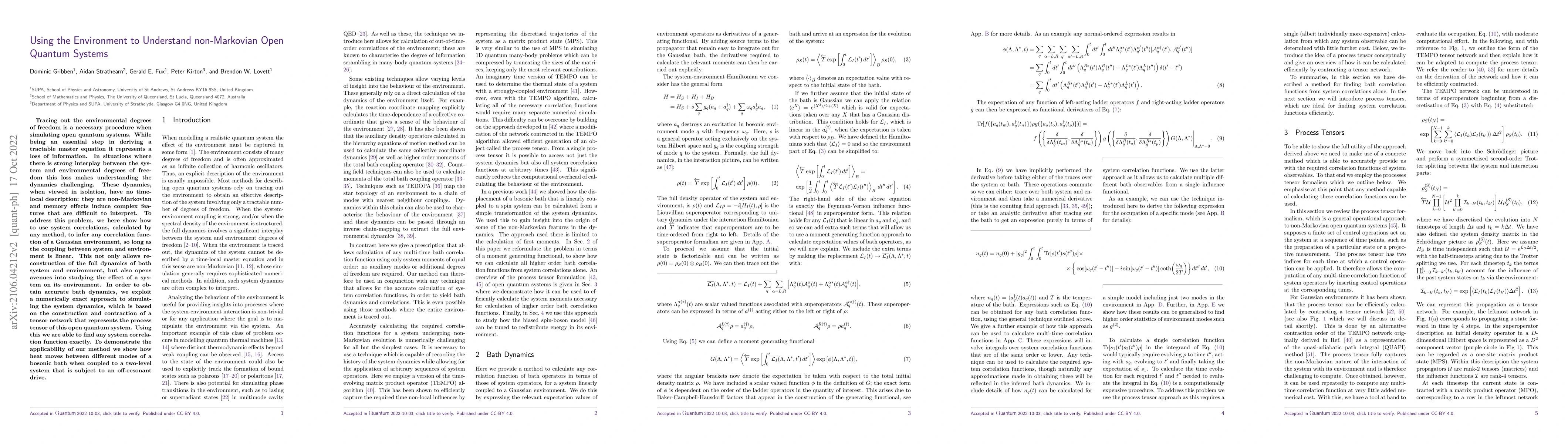 Thumbnail for Using the Environment to Understand non-Markovian Open Quantum Systems