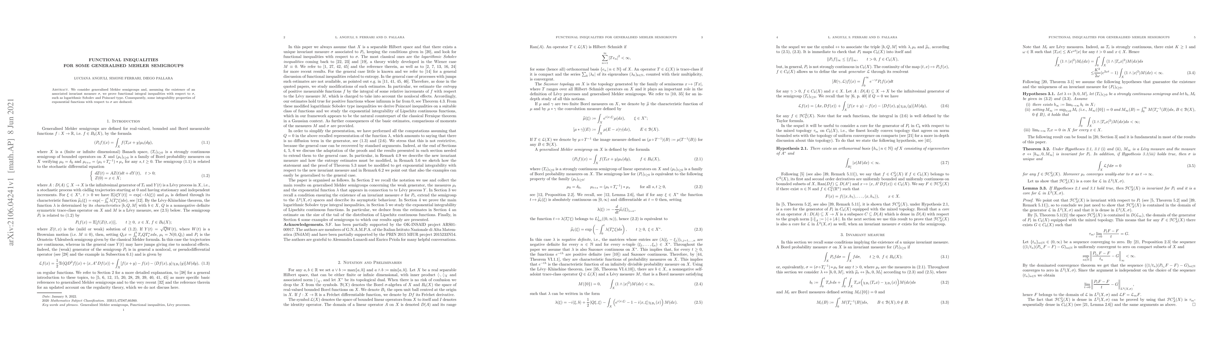 Thumbnail for Functional inequalities for some generalised Mehler semigroups