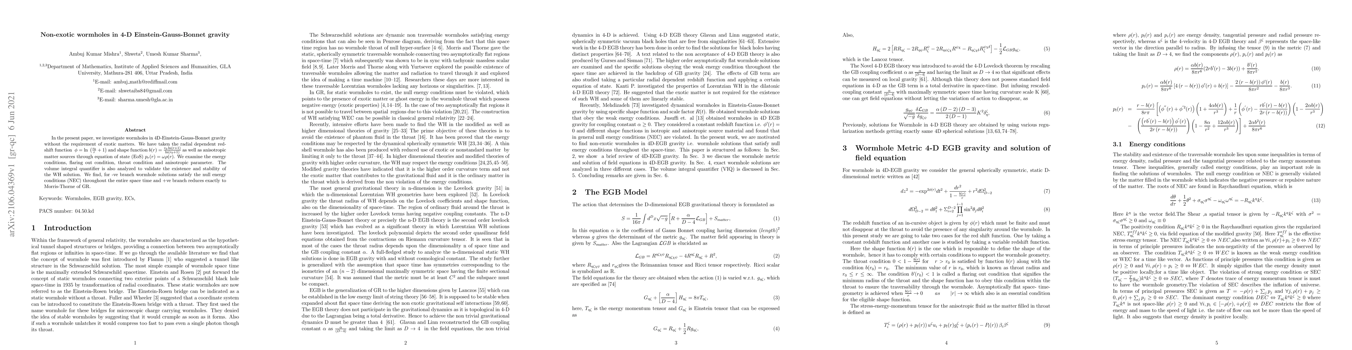 Thumbnail for Non-exotic wormholes in 4-D Einstein-Gauss-Bonnet gravity