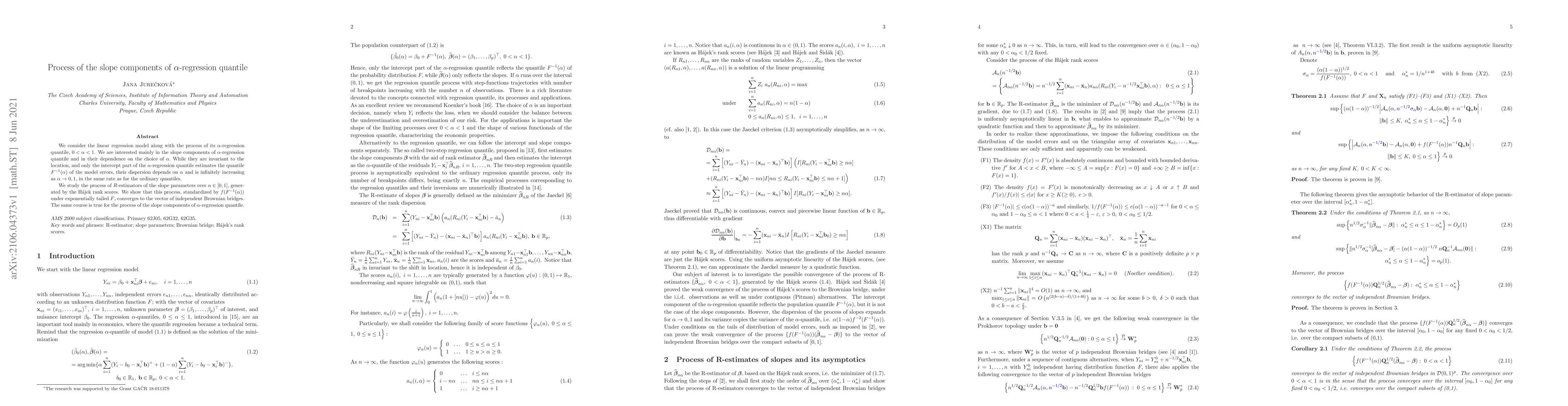 Thumbnail for Process of the slope components of $\alpha$-regression quantile