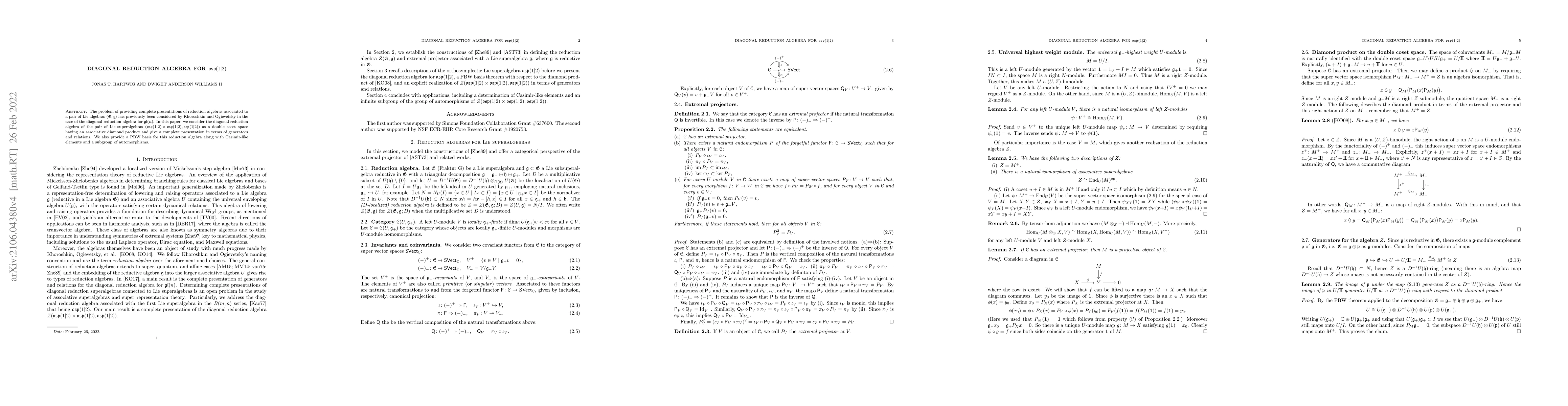 Thumbnail for Diagonal reduction algebra for $\mathfrak{osp}(1|2)$