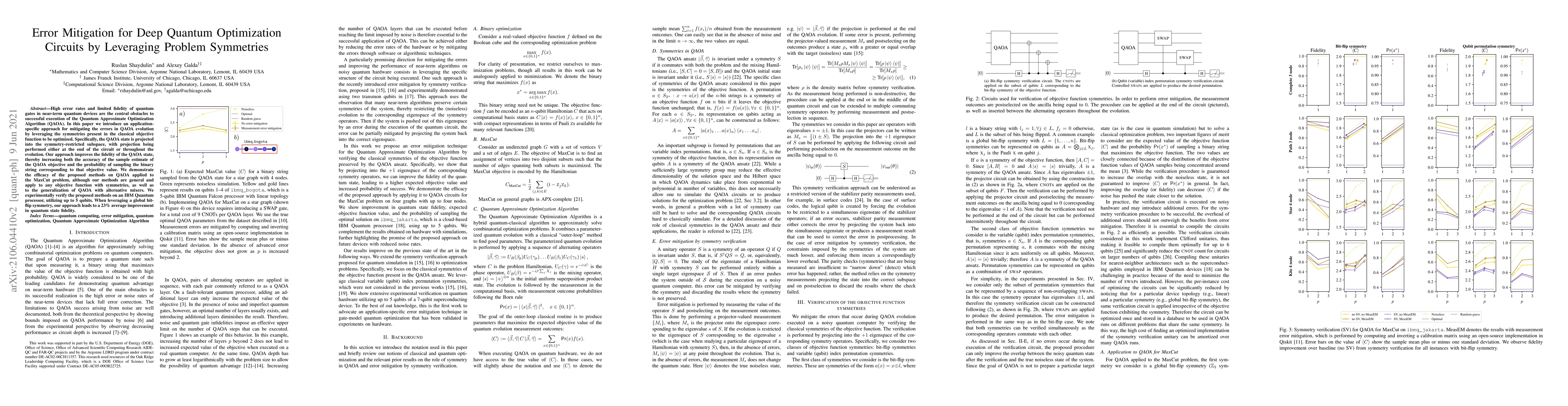Thumbnail for Error Mitigation for Deep Quantum Optimization Circuits by Leveraging
  Problem Symmetries