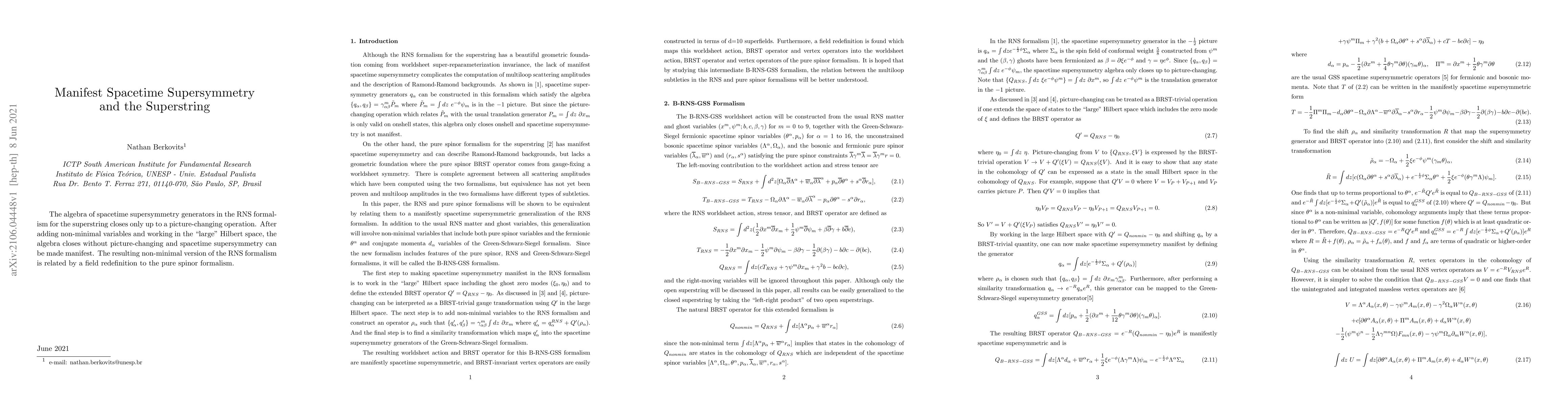 Thumbnail for Manifest Spacetime Supersymmetry and the Superstring