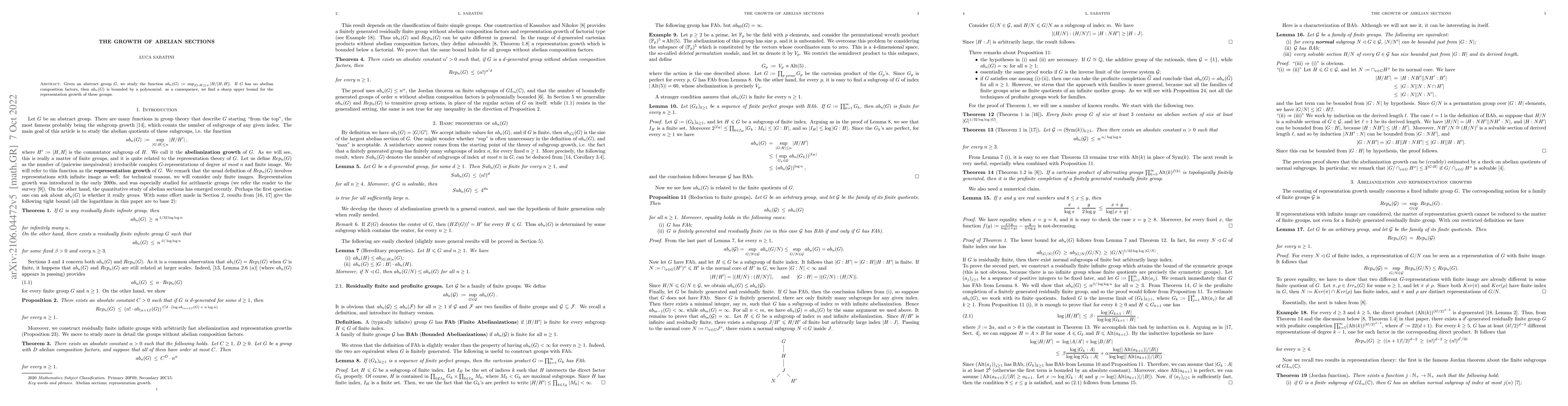 Thumbnail for The growth of abelian sections