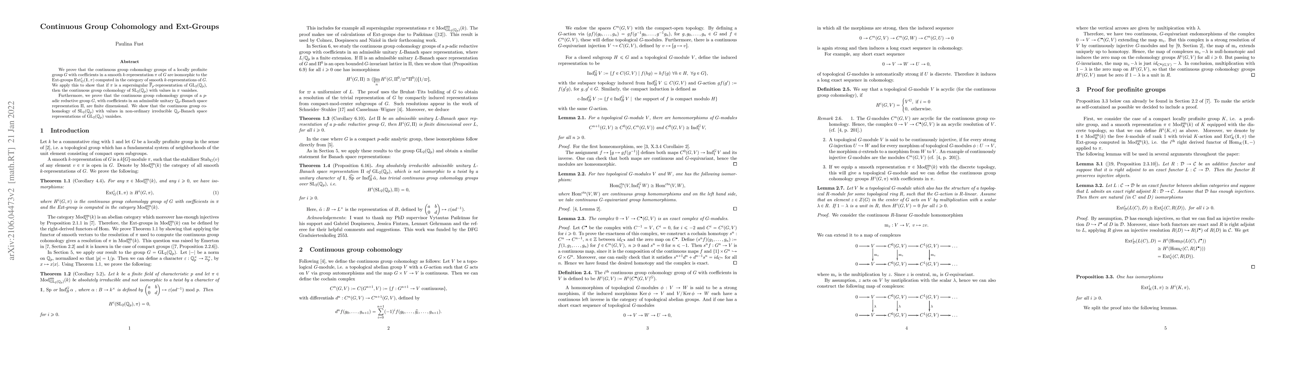 Thumbnail for Continuous Group Cohomology and Ext-Groups