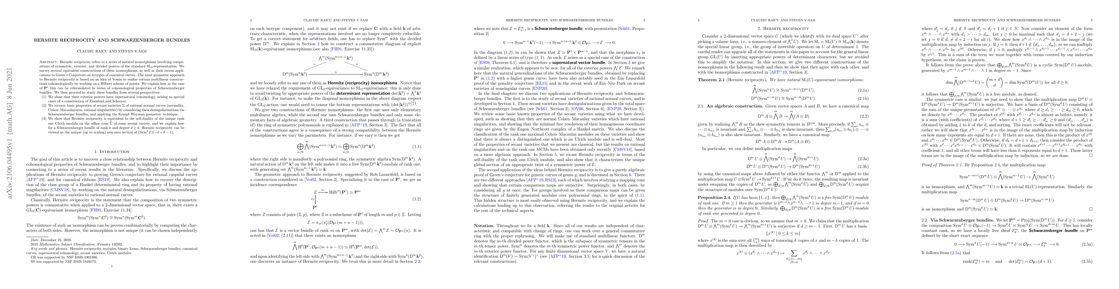 Thumbnail for Hermite reciprocity and Schwarzenberger bundles