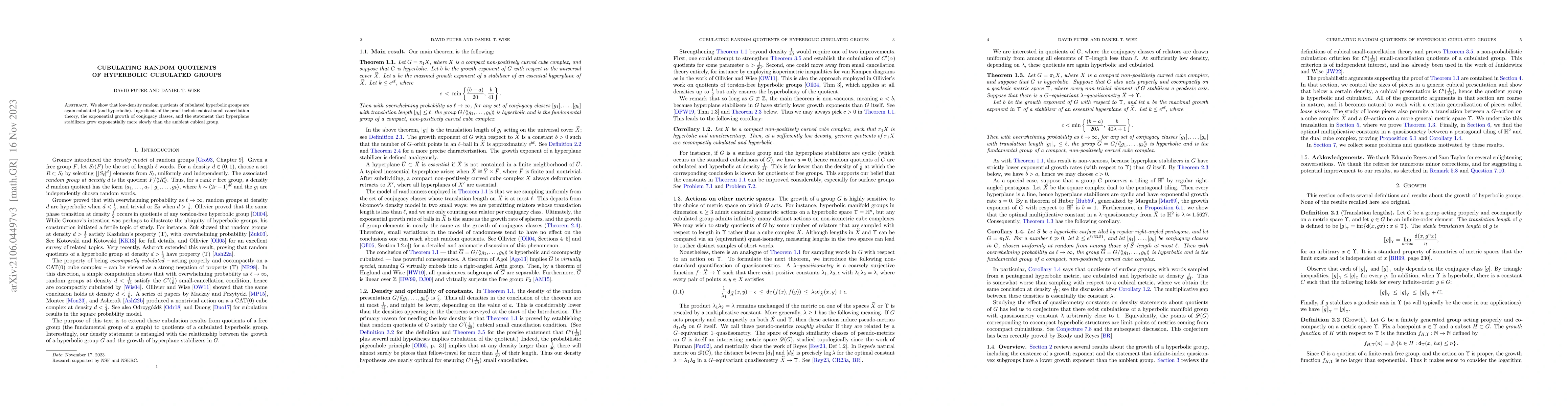 Thumbnail for Cubulating random quotients of hyperbolic cubulated groups