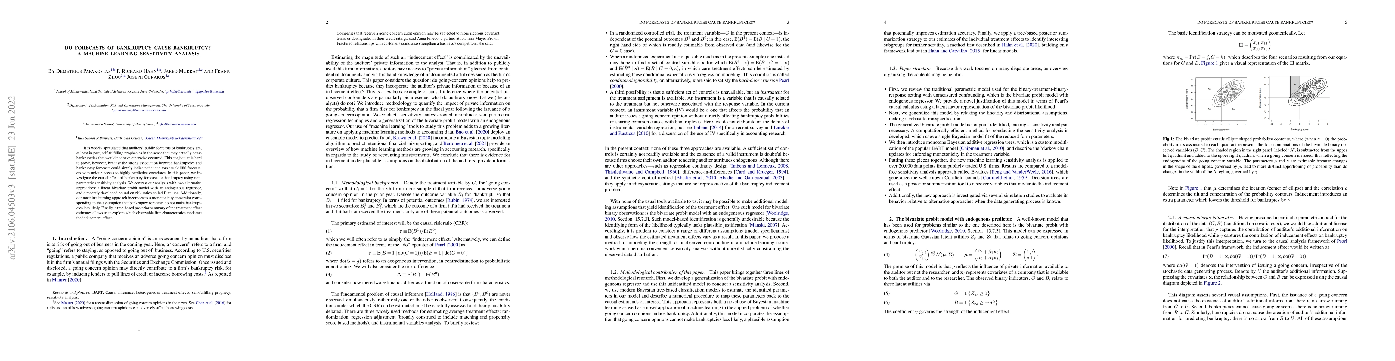 Thumbnail for Do forecasts of bankruptcy cause bankruptcy? A machine learning
  sensitivity analysis