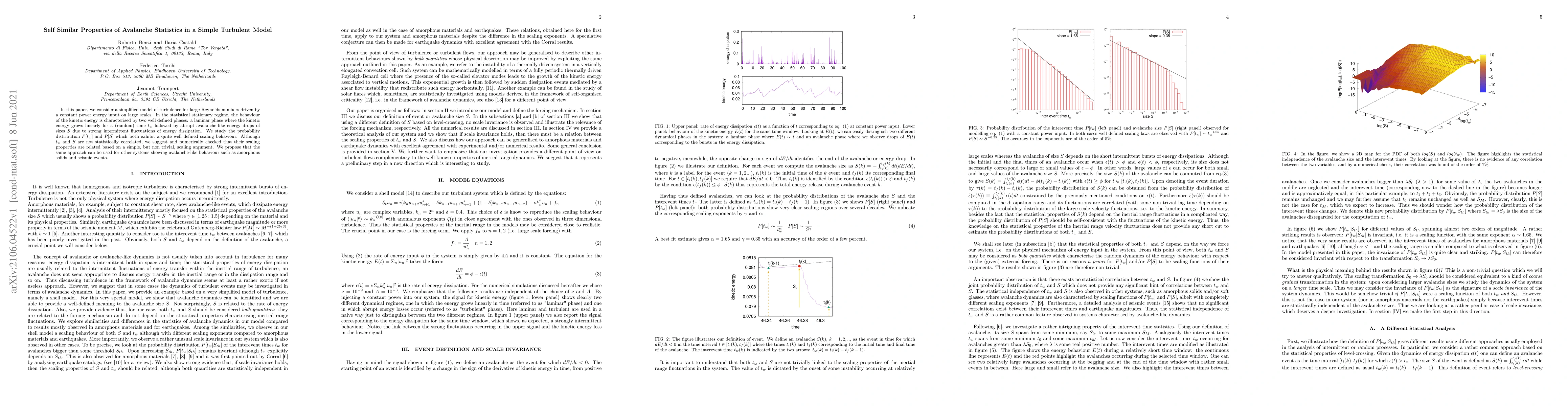 Thumbnail for Self Similar Properties of Avalanche Statistics in a Simple Turbulent
  Model